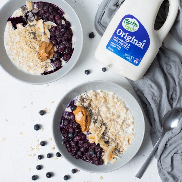 Healthy PBJ Porridge NZ Meadow Fresh